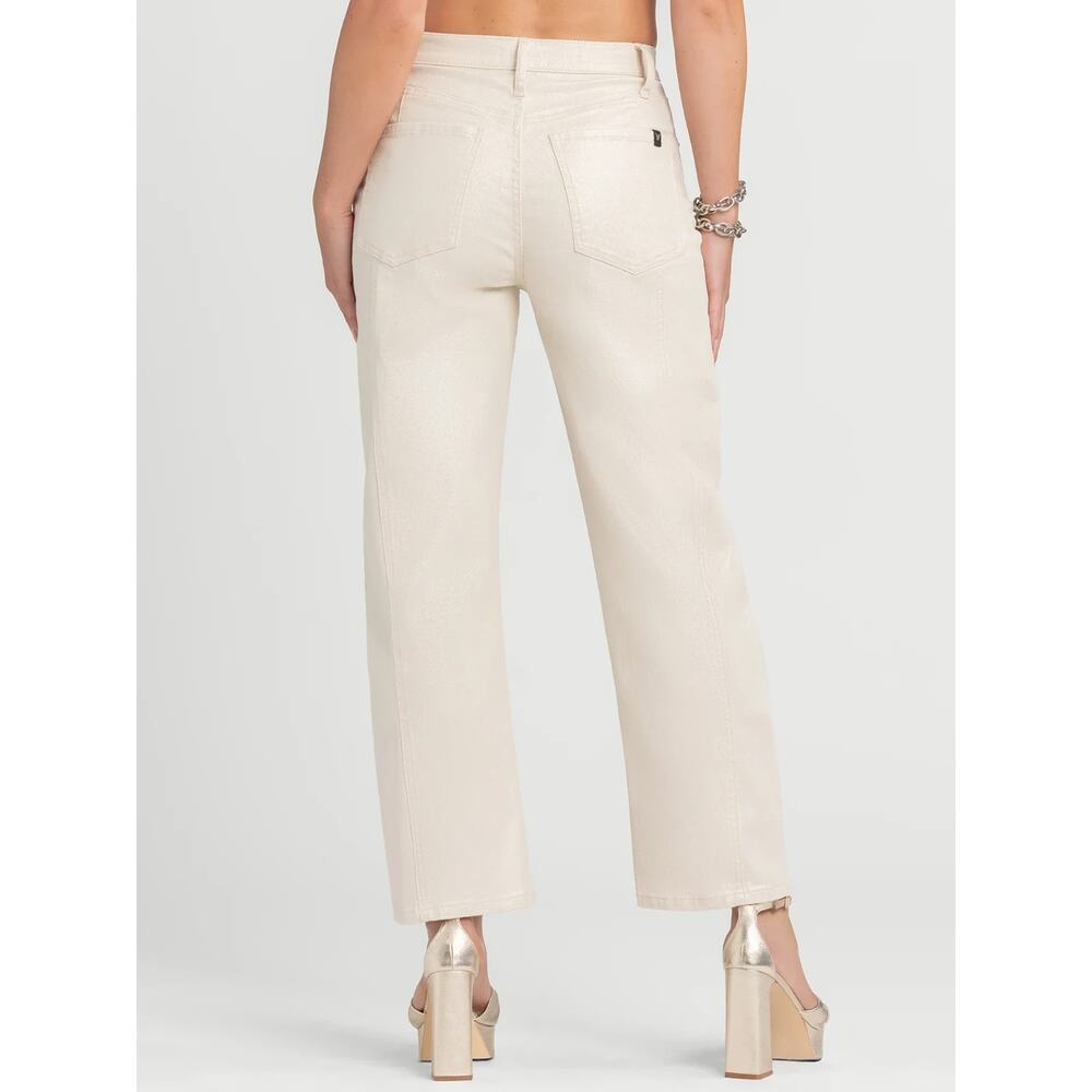 Jessica Simpson Size 14 Myrtle Barrel Leg Wide Leg Jeans Cream Off White NWT - Picture 3 of 10